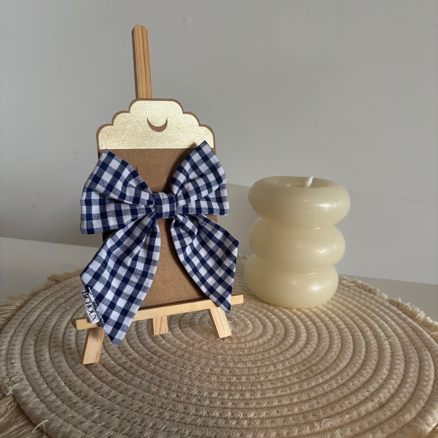 Barrette Nœud Colette – Vichy bleu
