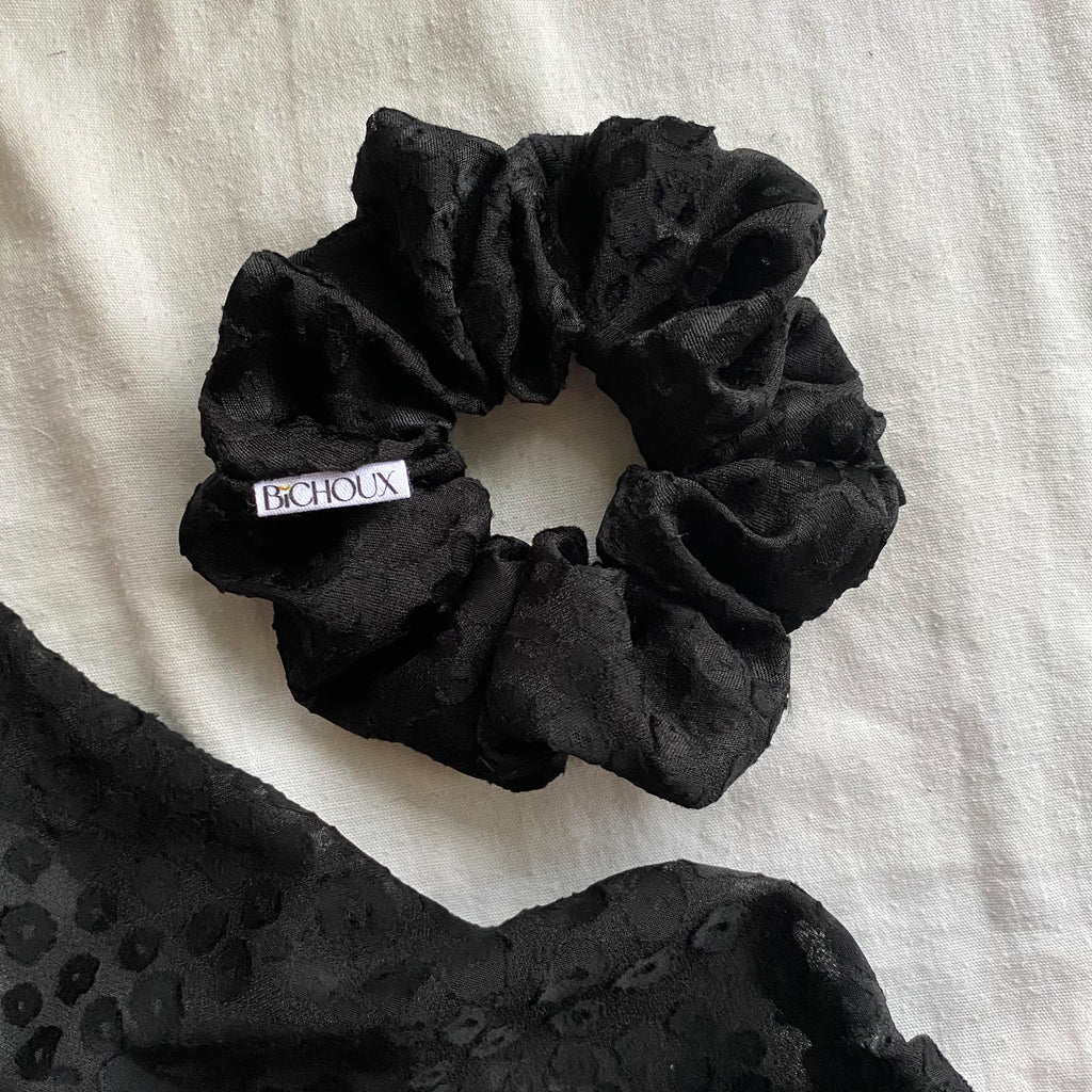 Chouchou motif léopard noir - Ursula