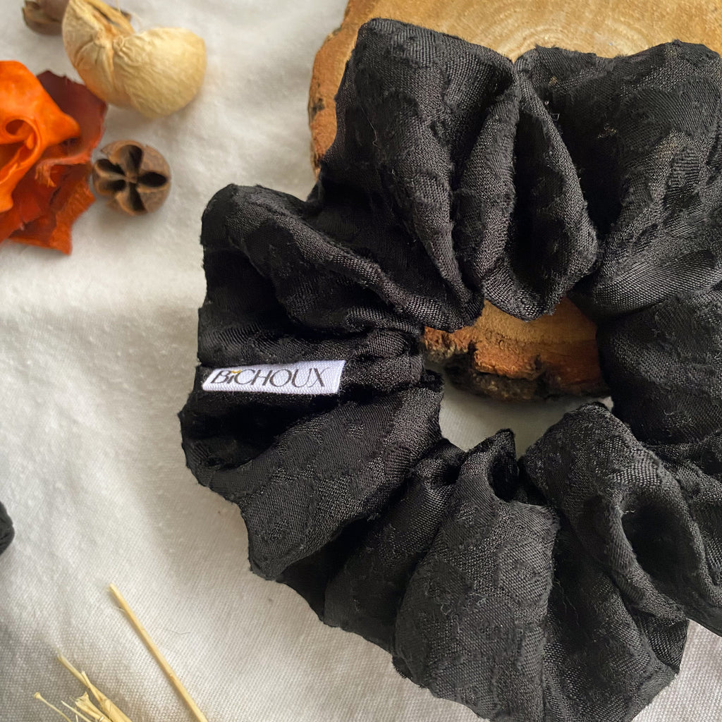 Chouchou motif léopard noir - Ursula