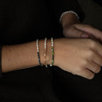 Bracelet Élastique Prague - Perles de Culture & perles de verre Asymétrique Bleu