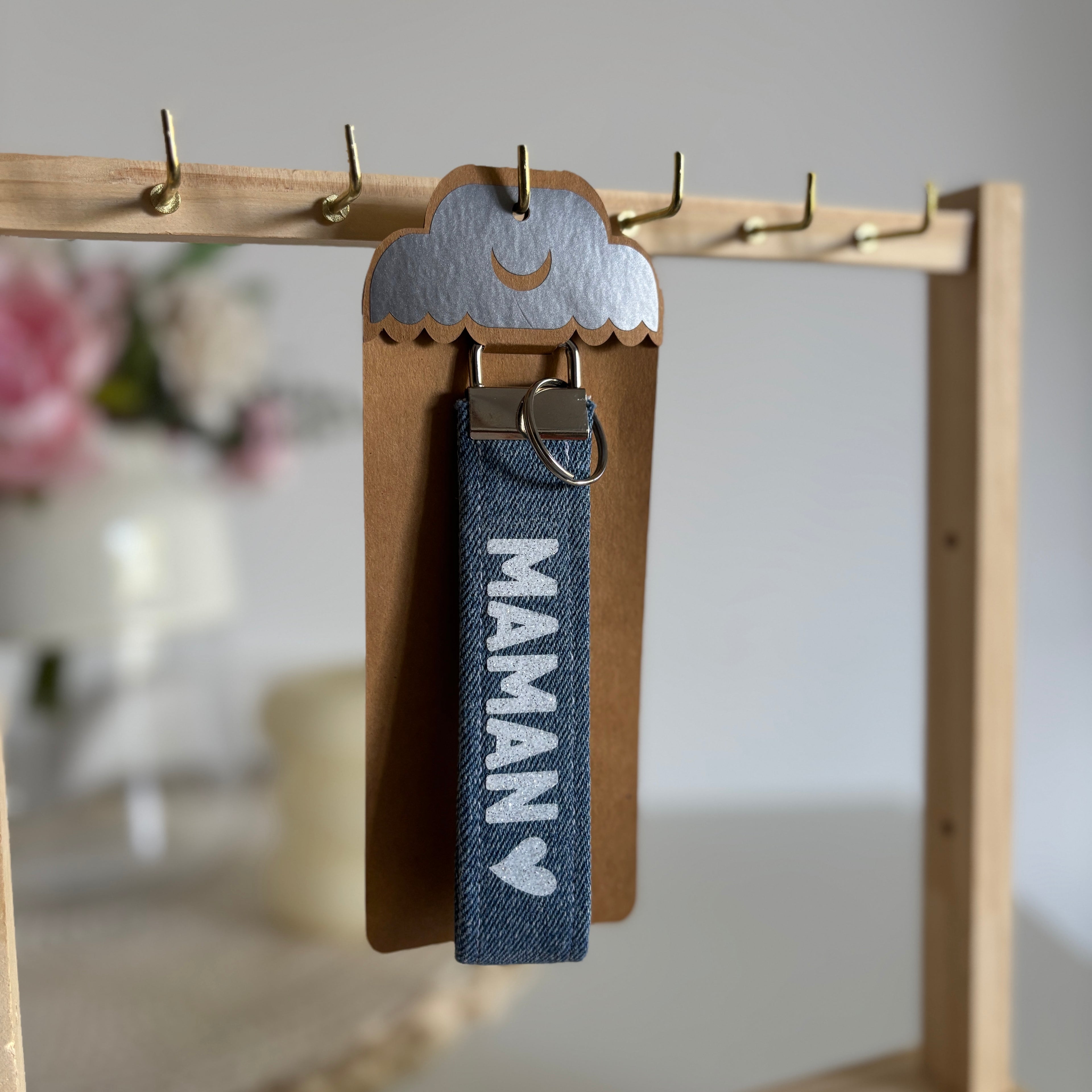 Porte-clés en jean - Personnalisable avec finitions argentées ou dorées