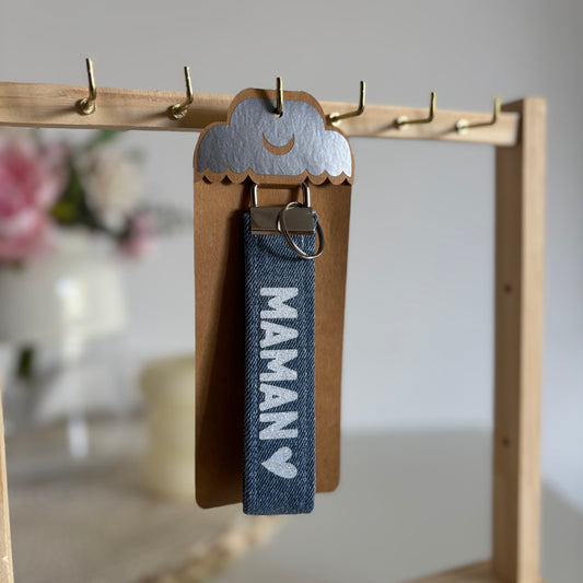 Porte-clés en jean - Personnalisable avec finitions argentées ou dorées