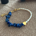 Bracelet Nafplio - Lapis lazuli, perles & cœur doré