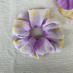 Chouchou en mousseline violet et jaune - Gaïa