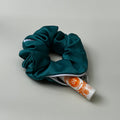 Chouchou cheveux fait main en satin bleu canard avec zip invisible - Lorine
