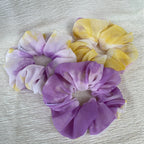 Chouchou en mousseline violet et jaune - Gaïa