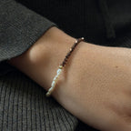 Bracelet Élastique Montréal - Perles de Culture & Verre Marron Foncé