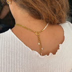 Collier Lisbonne – Perles de culture & acier doré fait main