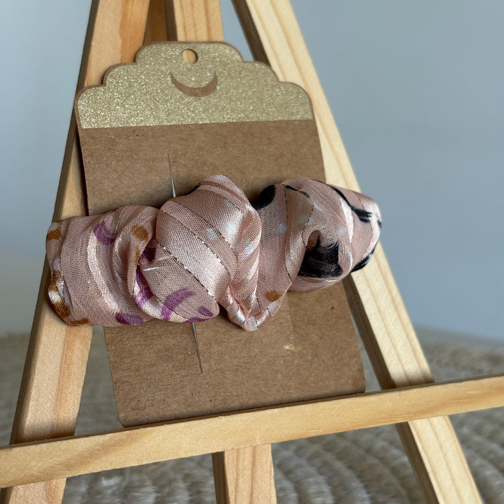 Barrette épurée Bianca - Mousseline rose & lurex