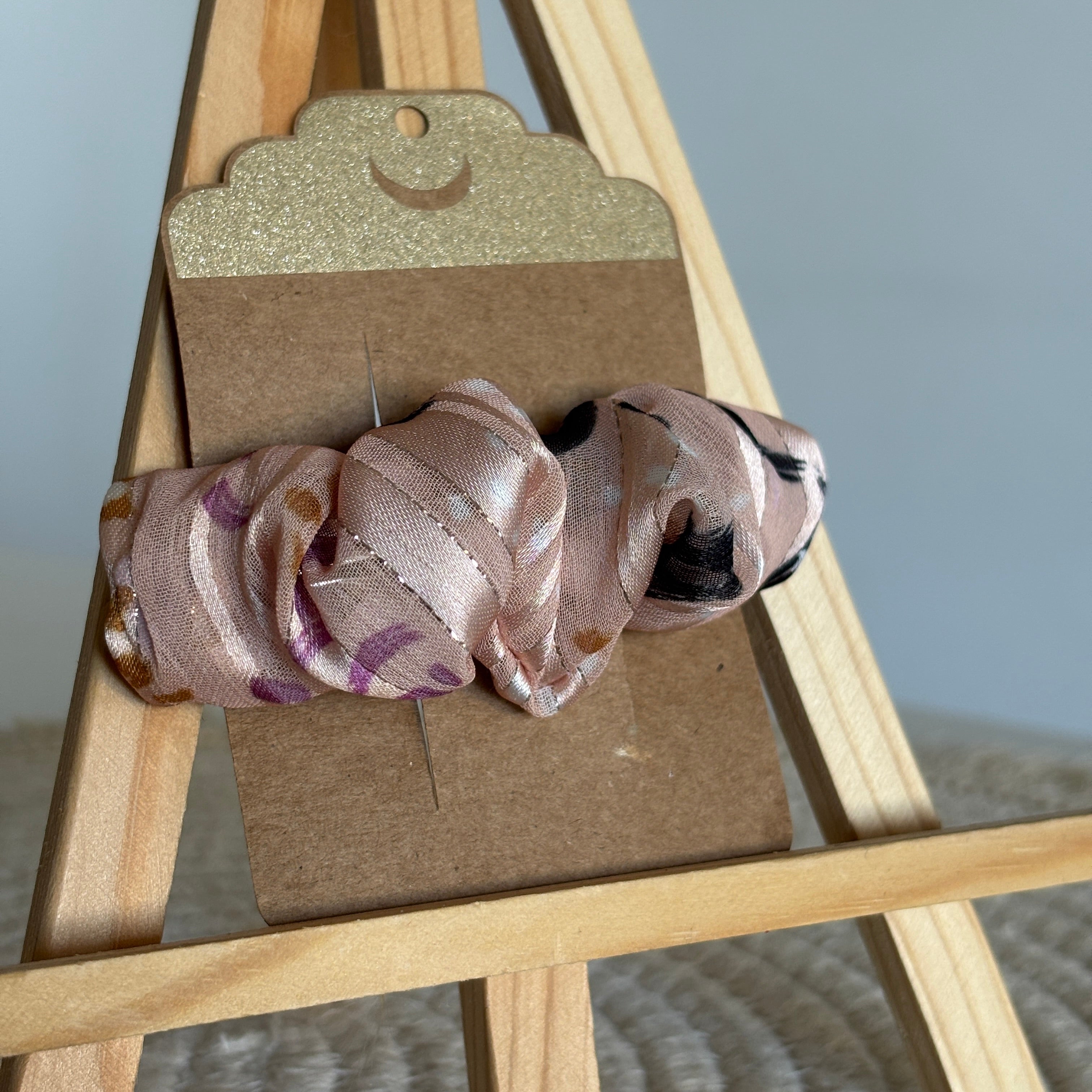 Barrette épurée Bianca - Mousseline rose & lurex