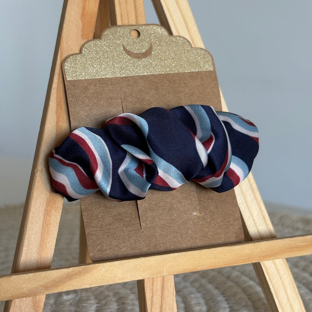 Barrette épurée Valentina - Satin multicolore bleu, rouge et blanc