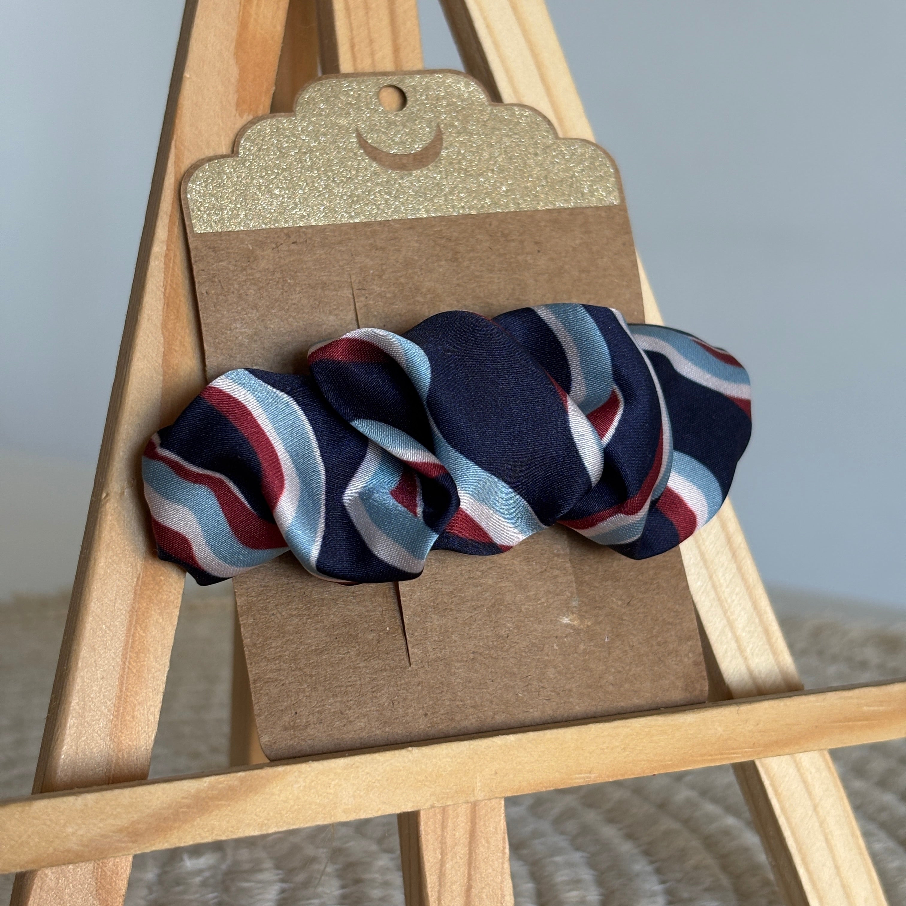 Barrette épurée Valentina - Satin multicolore bleu, rouge et blanc