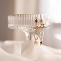 Boucles Stellaria - pendantes étoile & perle marron