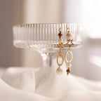 Boucles Stellaria - pendantes étoile & perle marron