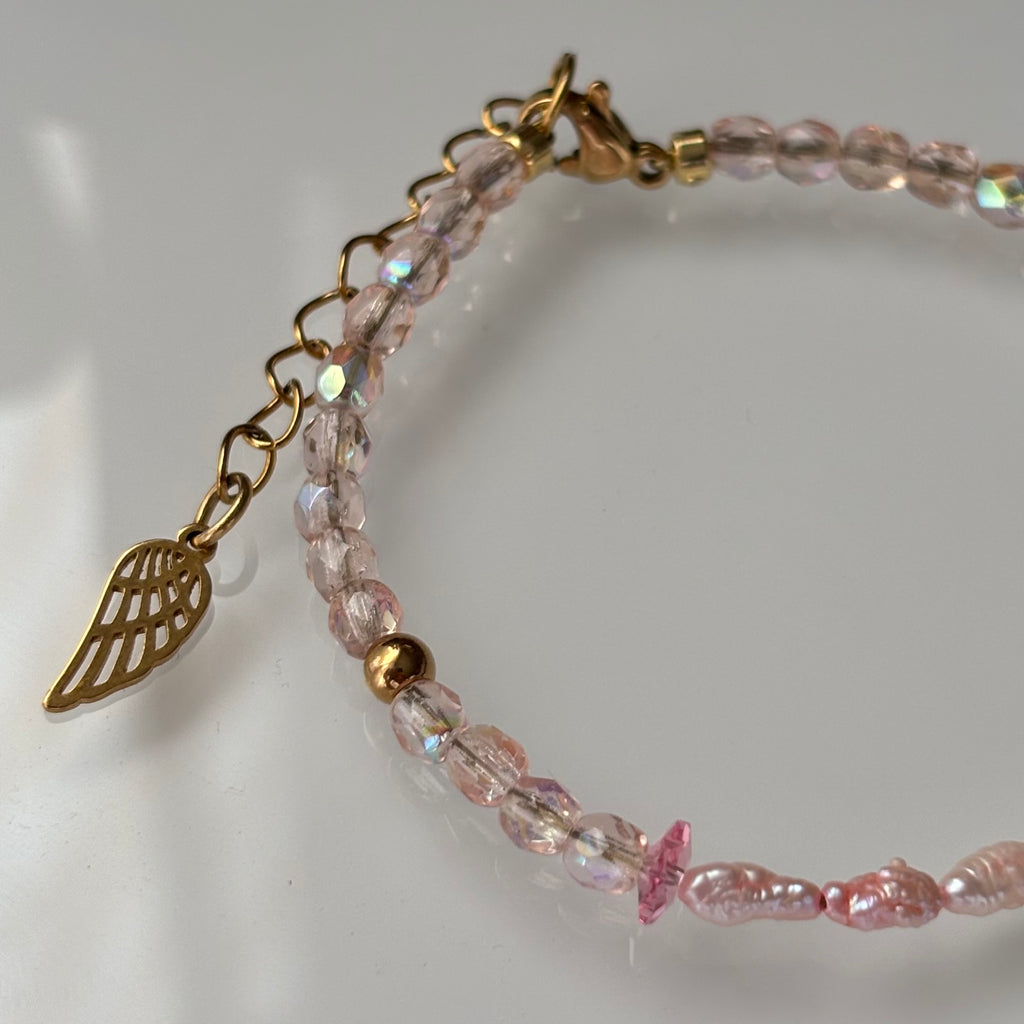 Bracelet Antibes - Perles de culture roses & fleurs Swarovski