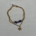 Bracelet Calyra – Bracelet doré avec pendentif & améthyste