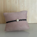 Bracelet Gênes - Perles noires multifacettes & grosse perle blanche