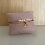 Bracelet Natal – Double rang acier inoxydable & perles de culture LOVE