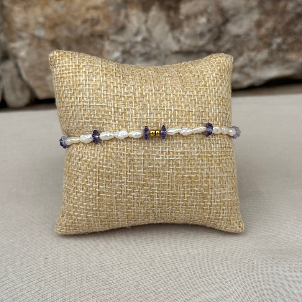 Bracelet Azurella – Perles de culture blanches & bleues