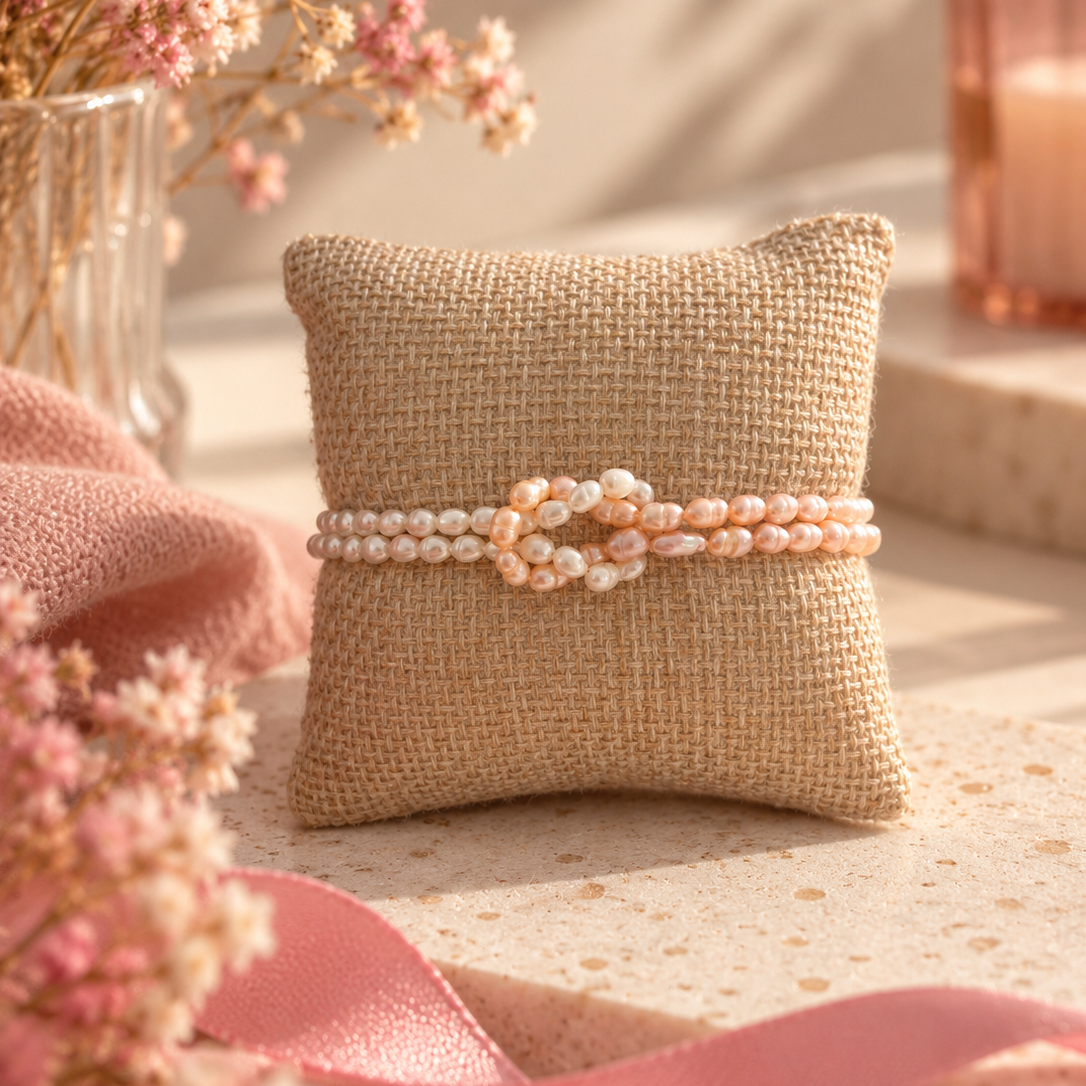 Bracelet Aurore - Perles roses et blanches