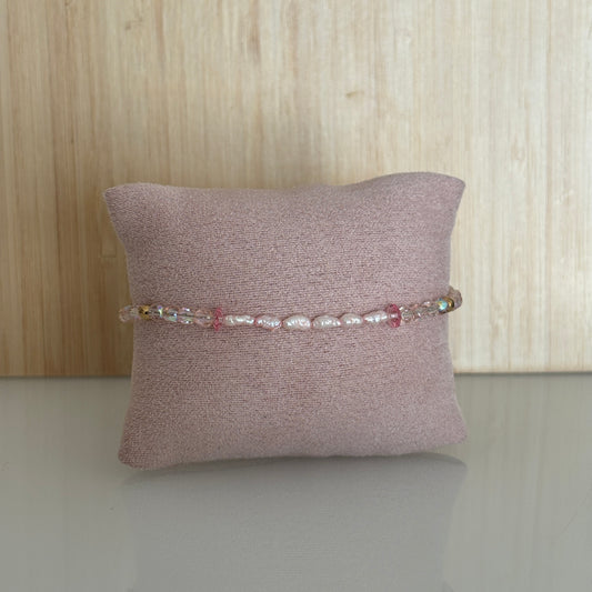 Bracelet Antibes - Perles de culture roses & fleurs Swarovski