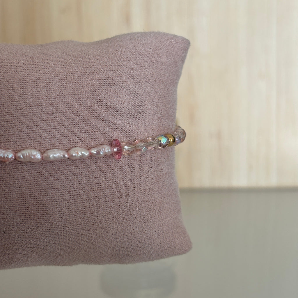 Bracelet Antibes - Perles de culture roses & fleurs Swarovski