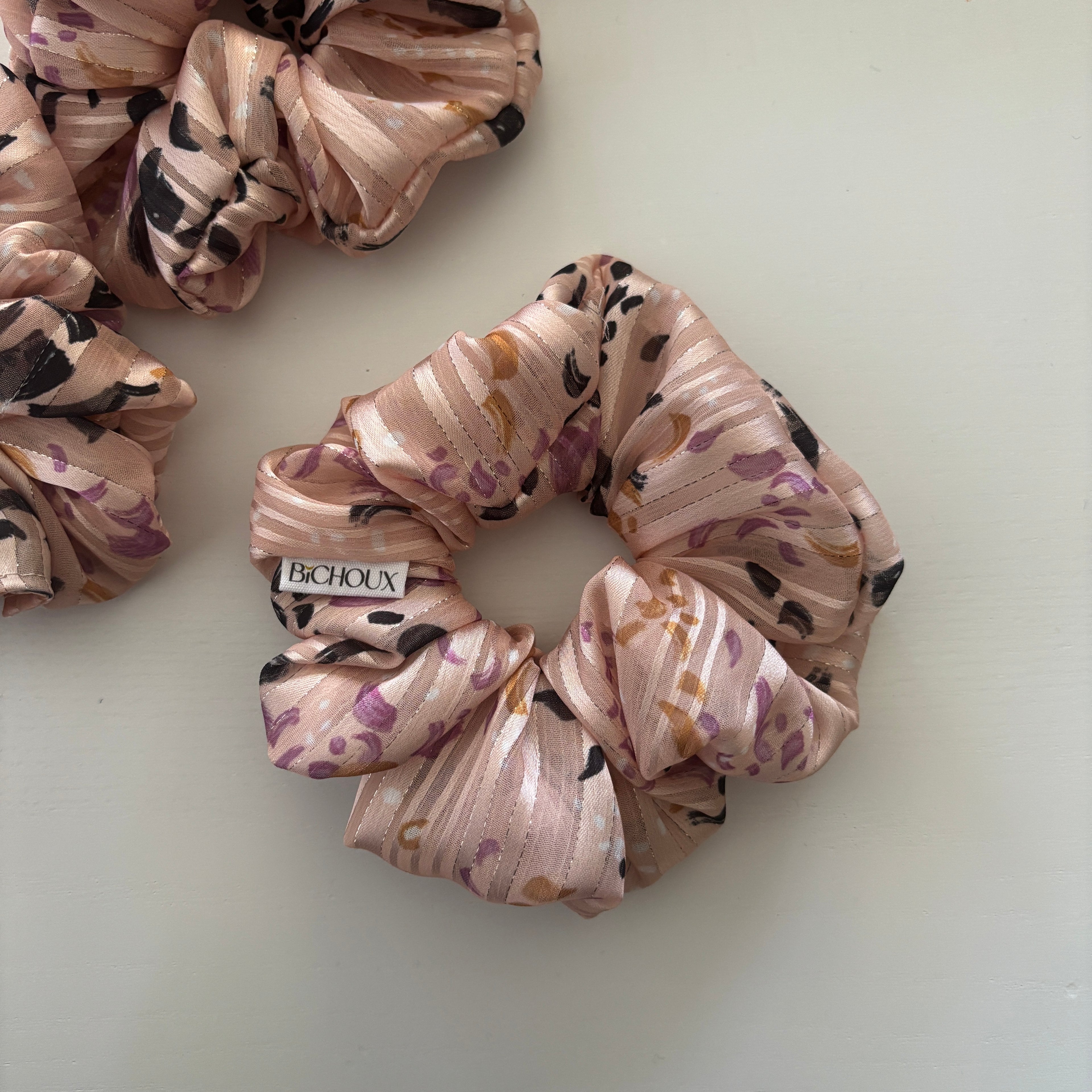 Chouchou Bianca - Mousseline rose scintillante