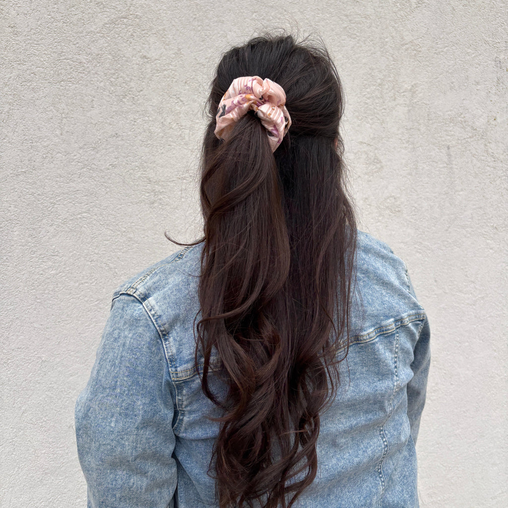 Chouchou Bianca - Mousseline rose scintillante