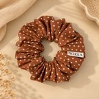 Chouchou Madeleine - Coton marron clair à pois blancs
