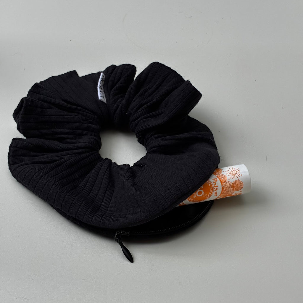 Chouchou cheveux fait main Noir zippé - Ninon