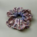 Chouchou cheveux fait main bi motif violet (fleurs et rayures) - Agathe