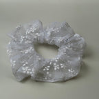 Chouchou cheveux fait main en tulle marguerite blanc - Louison
