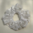 Chouchou cheveux fait main en tulle marguerite blanc - Louison
