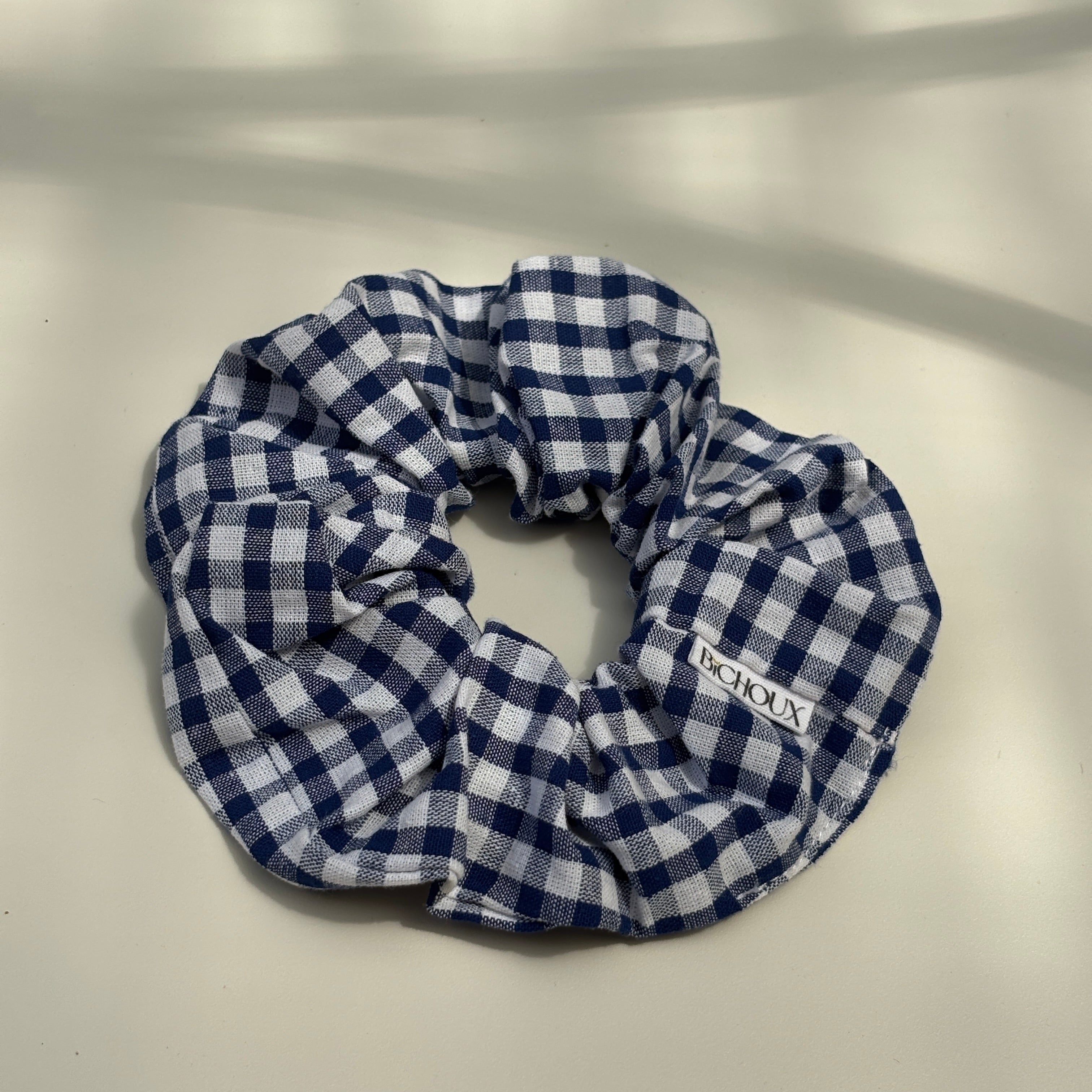Chouchou cheveux fait main vichy bleu - Colette