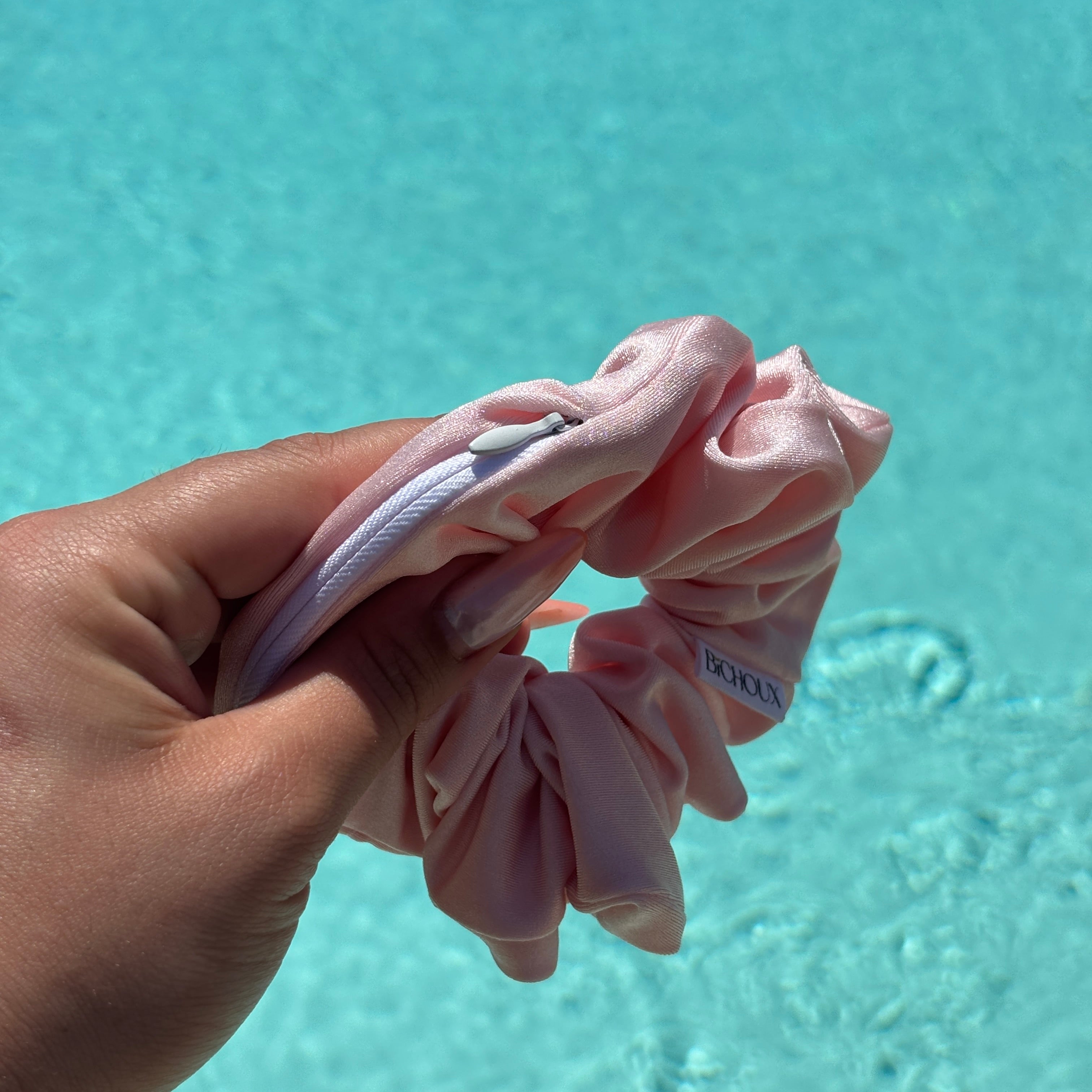 Chouchou maillot de bain zippé rose - Marine