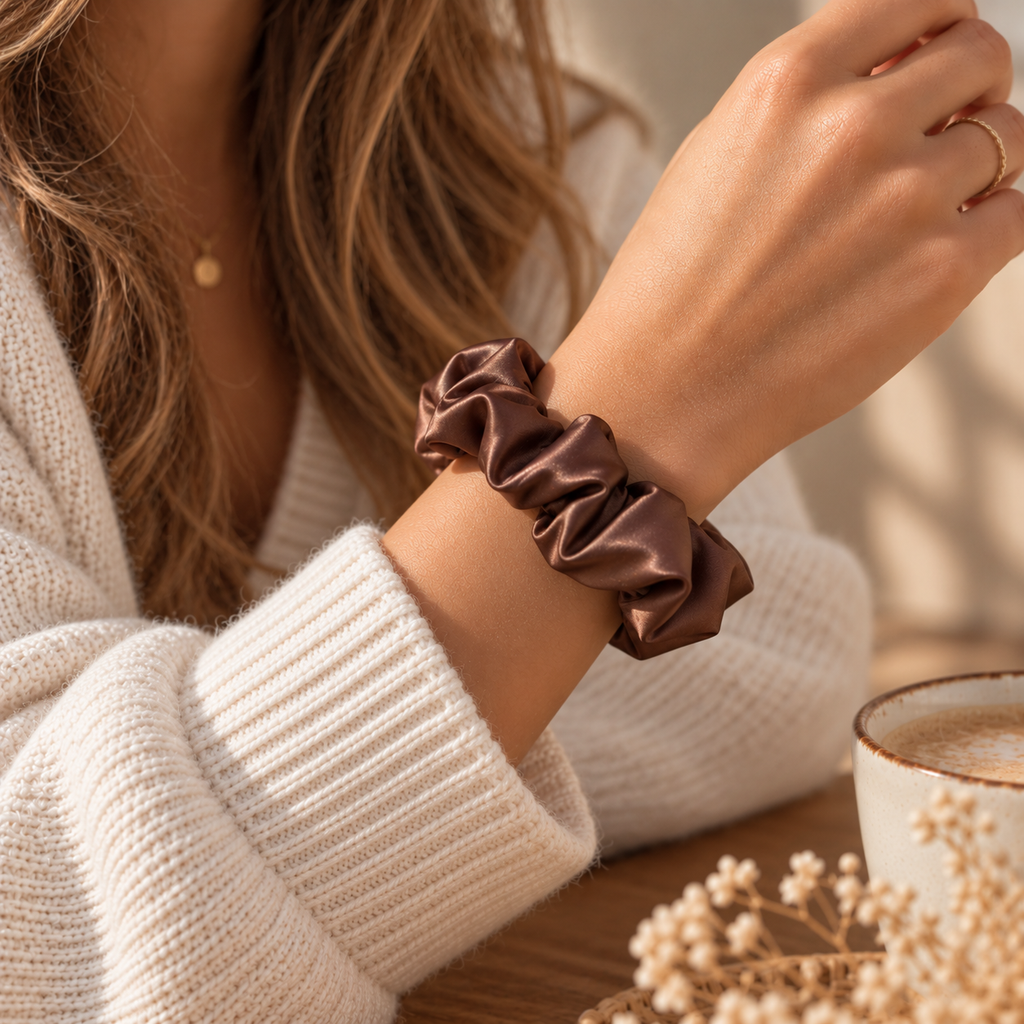 Chouchou Moka – Soie marron chocolat