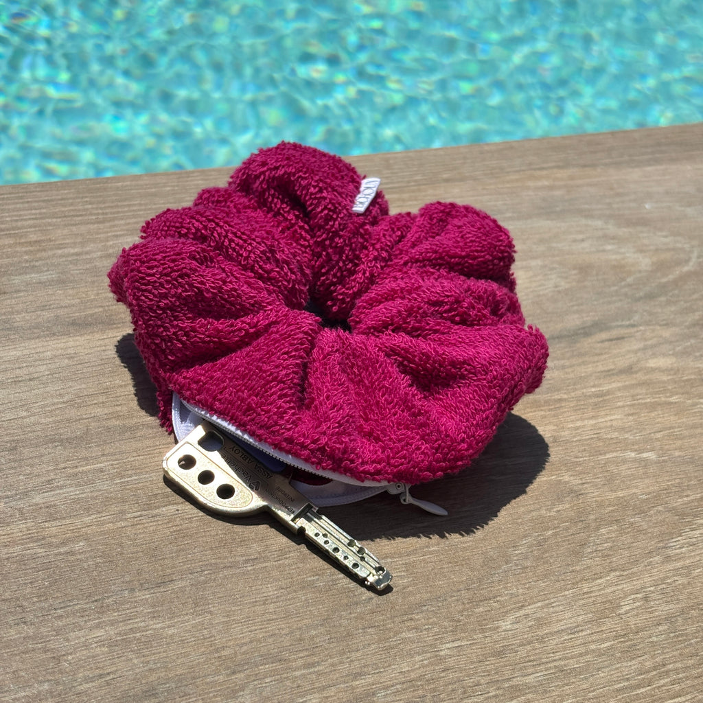 Chouchou éponge zippé Odessa - Rose Fuschia