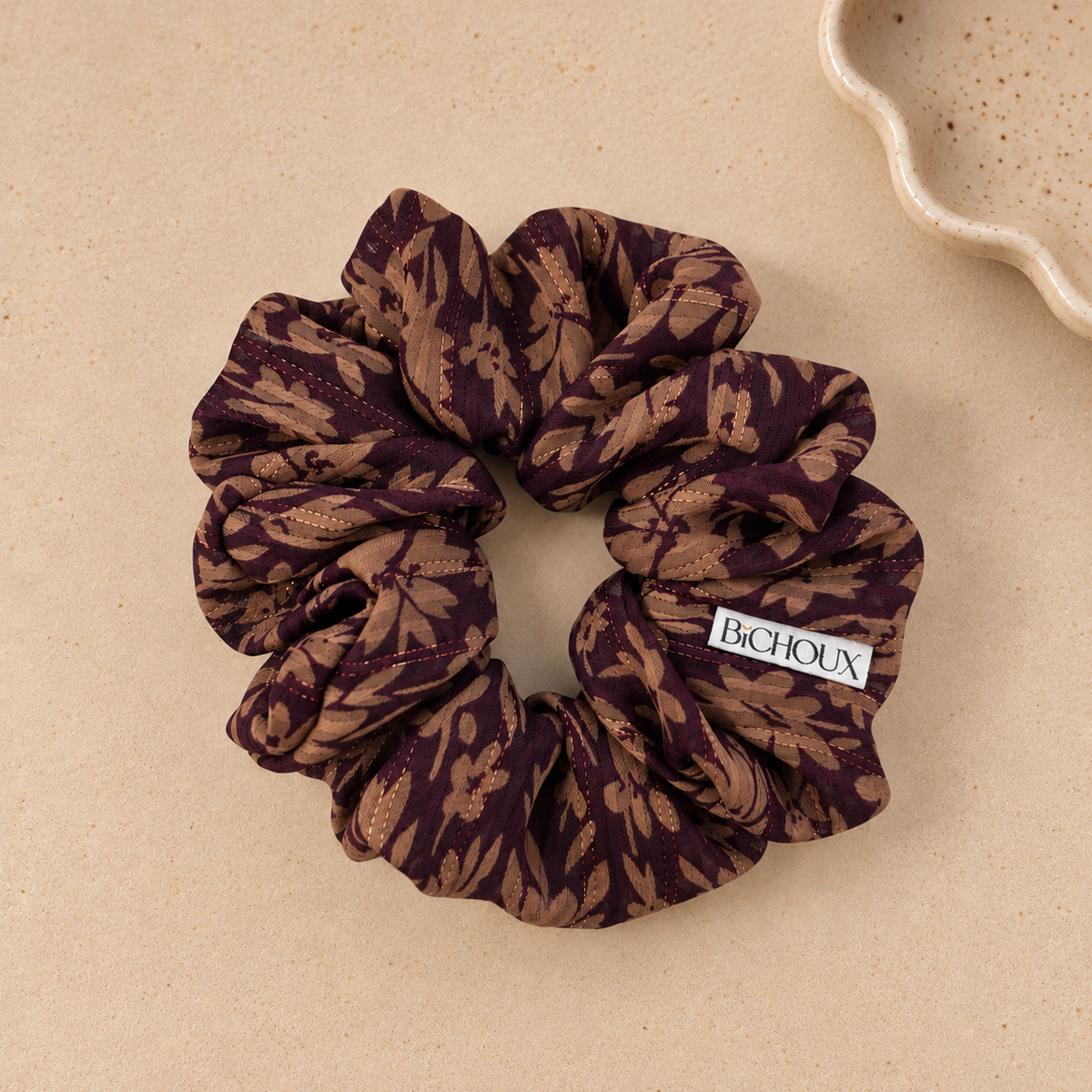 Chouchou Prune - Mousseline aubergine et fils lurex