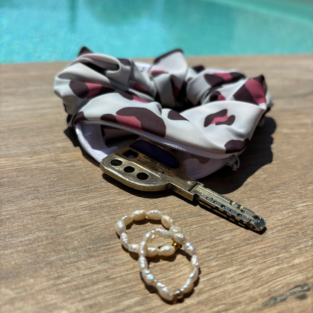 Chouchou maillot de bain zippé léopard rose - Audrey