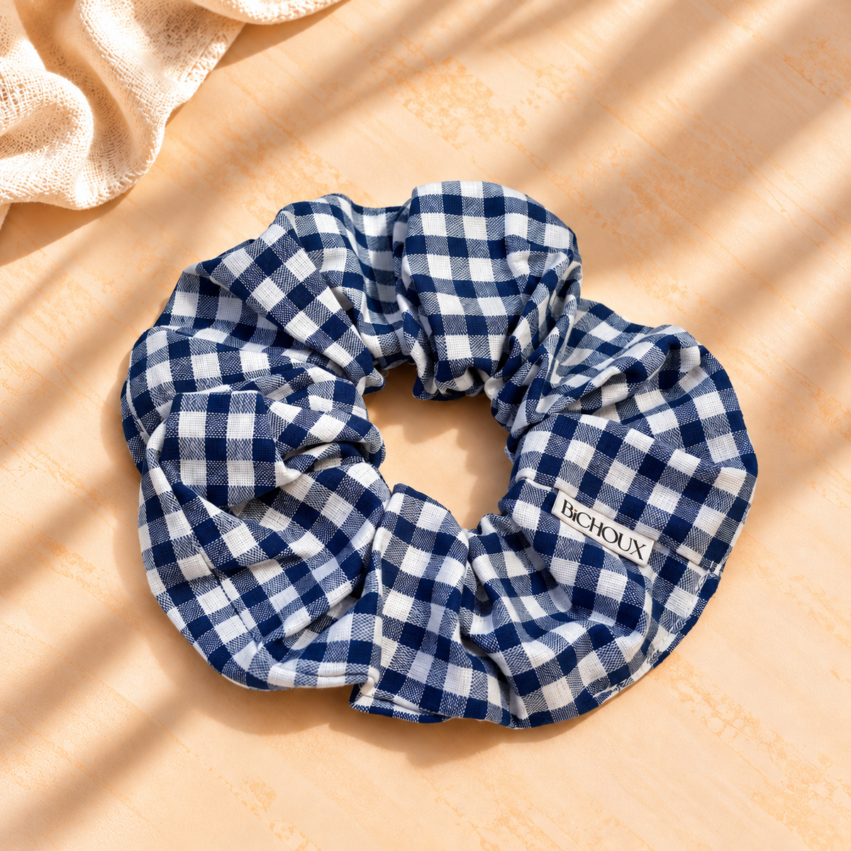 Chouchou cheveux fait main vichy bleu - Colette