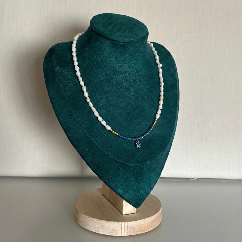 Collier Kotor – Perles de culture & œil grec protecteur