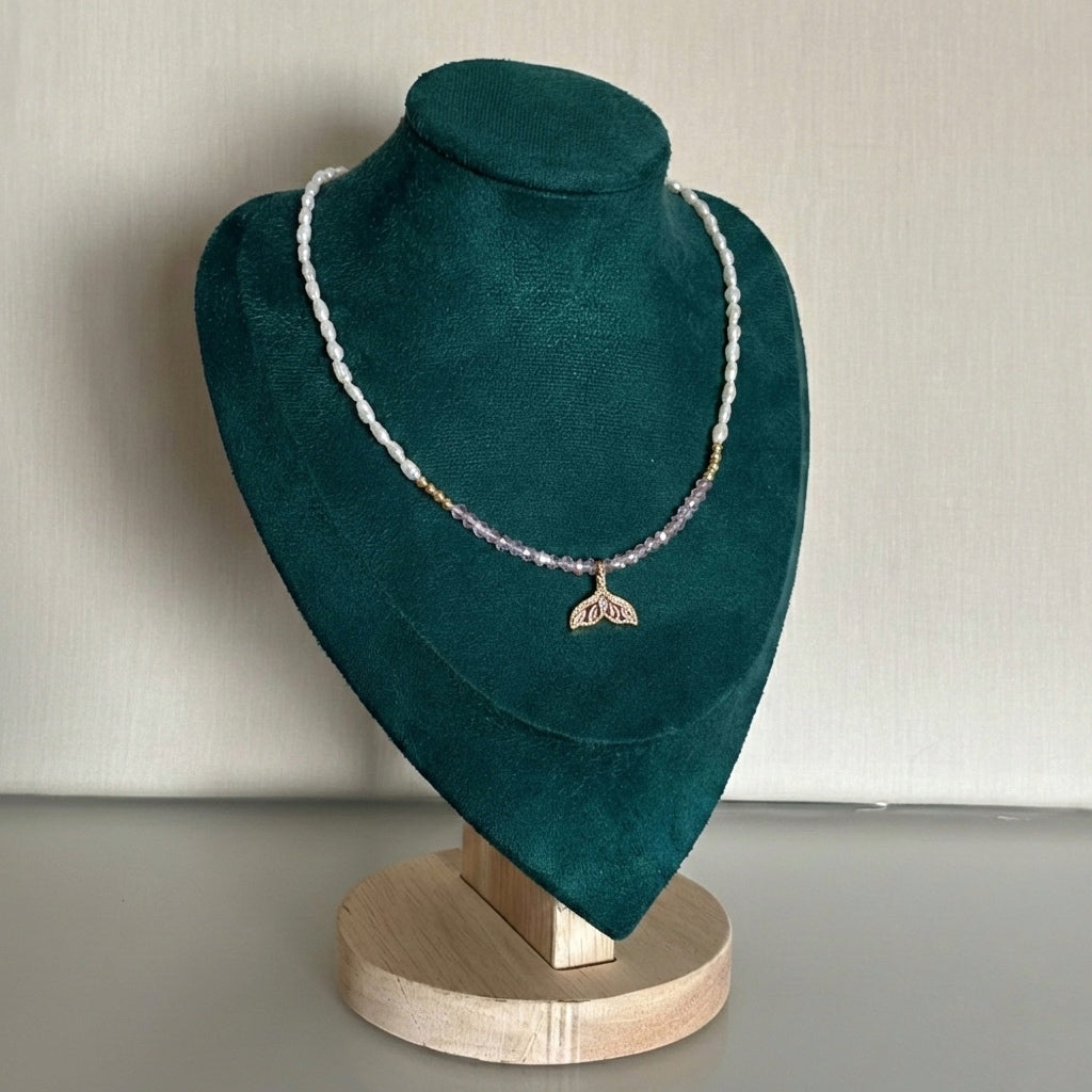 Collier Rovinj – Perles d’eau douce & queue de sirène zircon