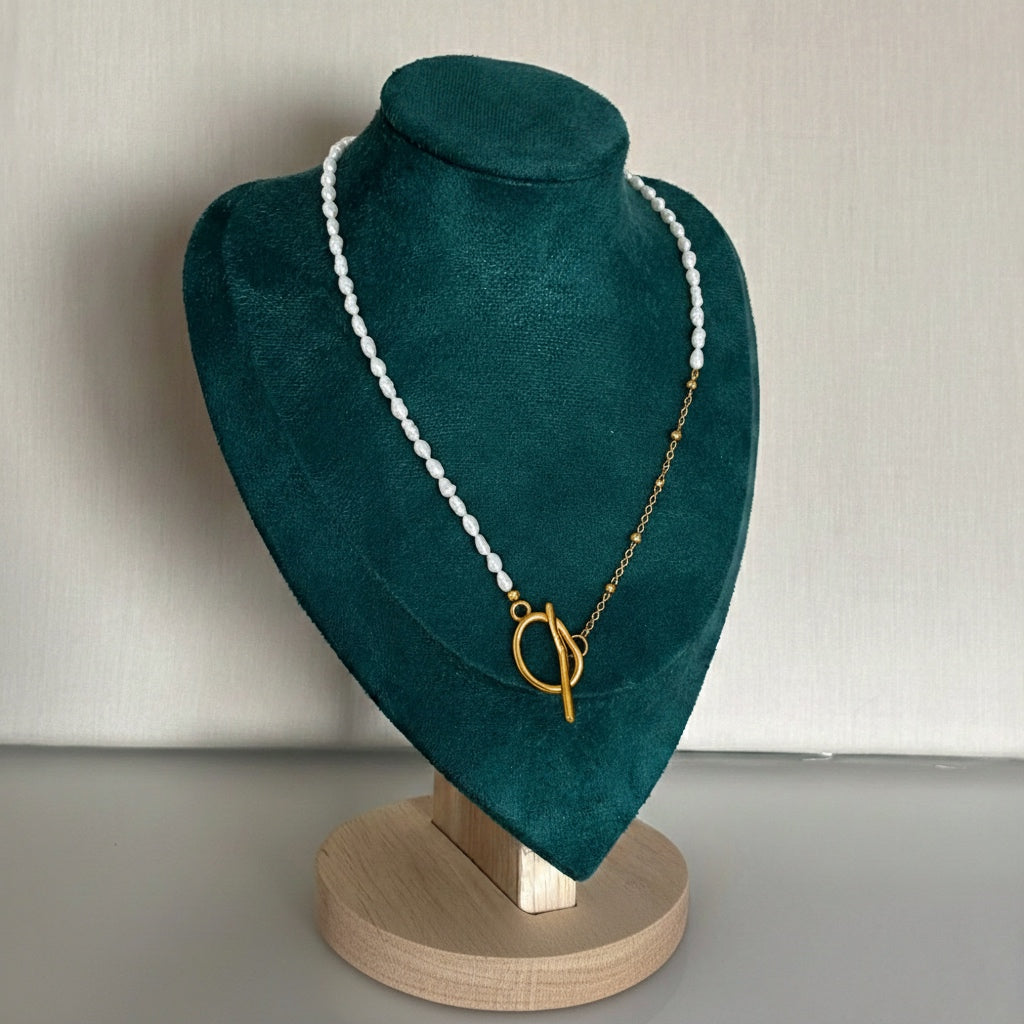 Collier Oia – Fermoir frontal original & perles