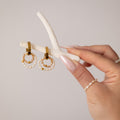 Créoles Calista Bay - perles de culture & verre beige