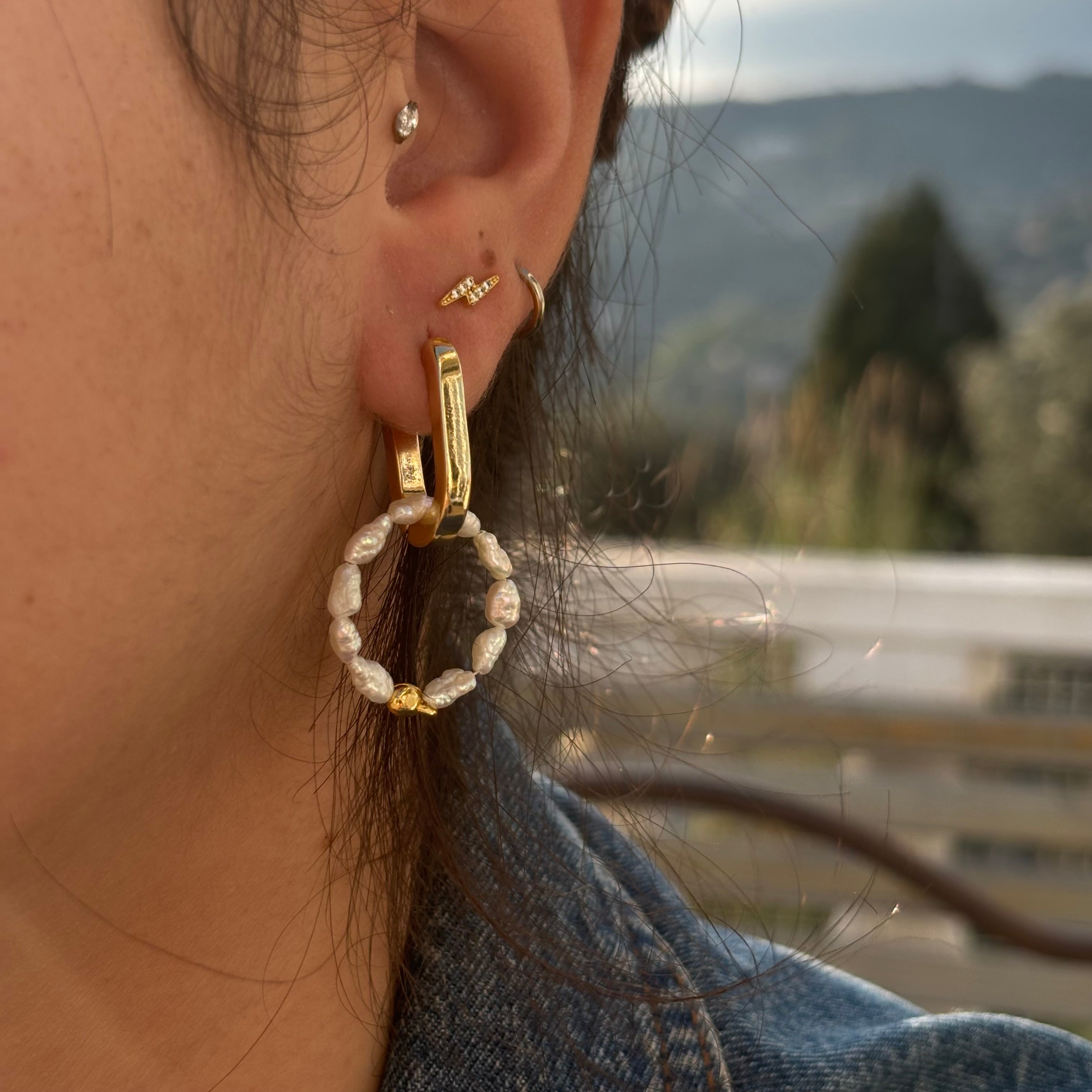 Créoles Antalya – Rond perlé amovible taille L