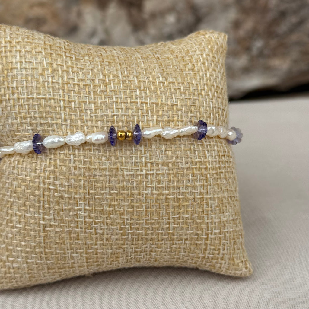 Bracelet Azurella – Perles de culture blanches & bleues