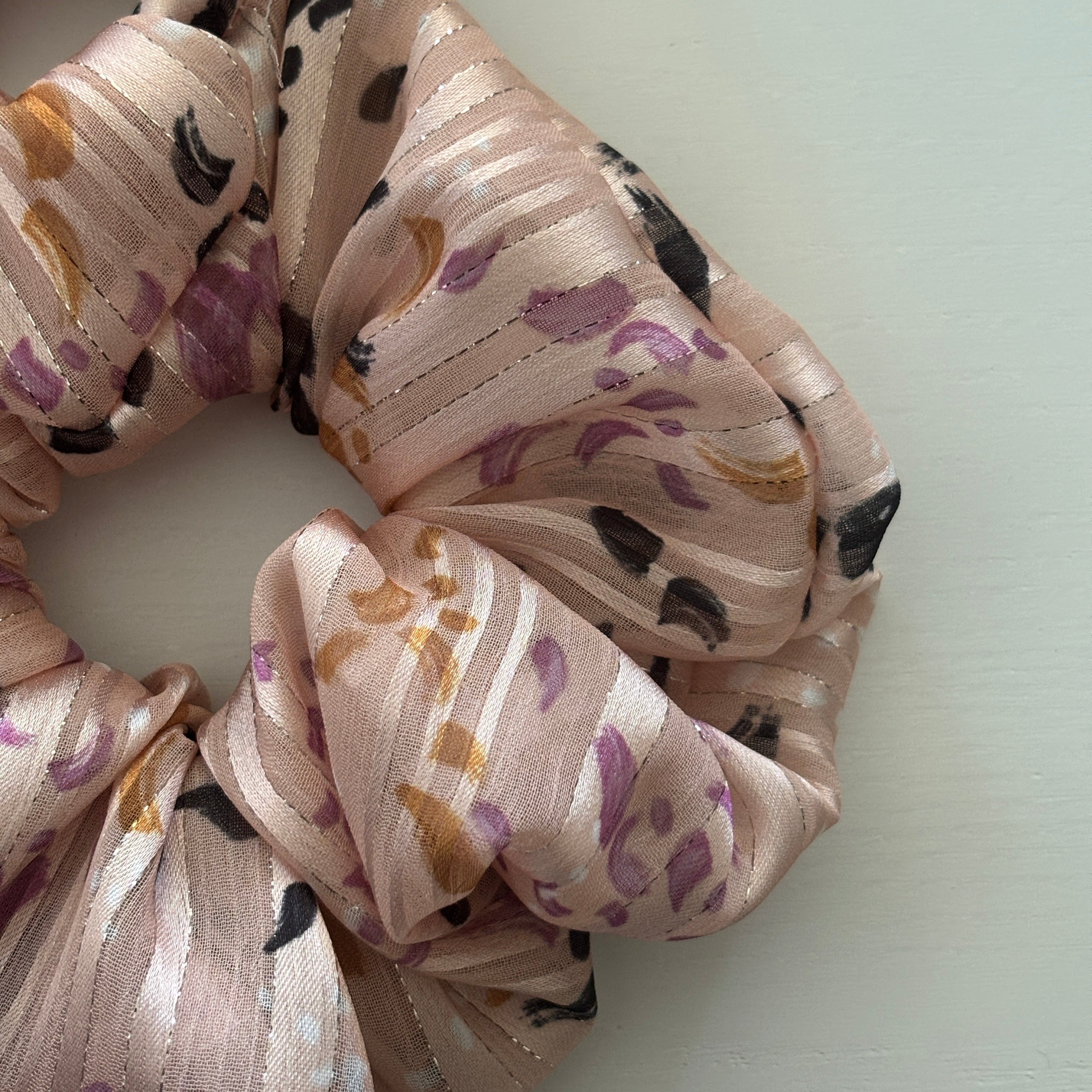 Chouchou Bianca - Mousseline rose scintillante