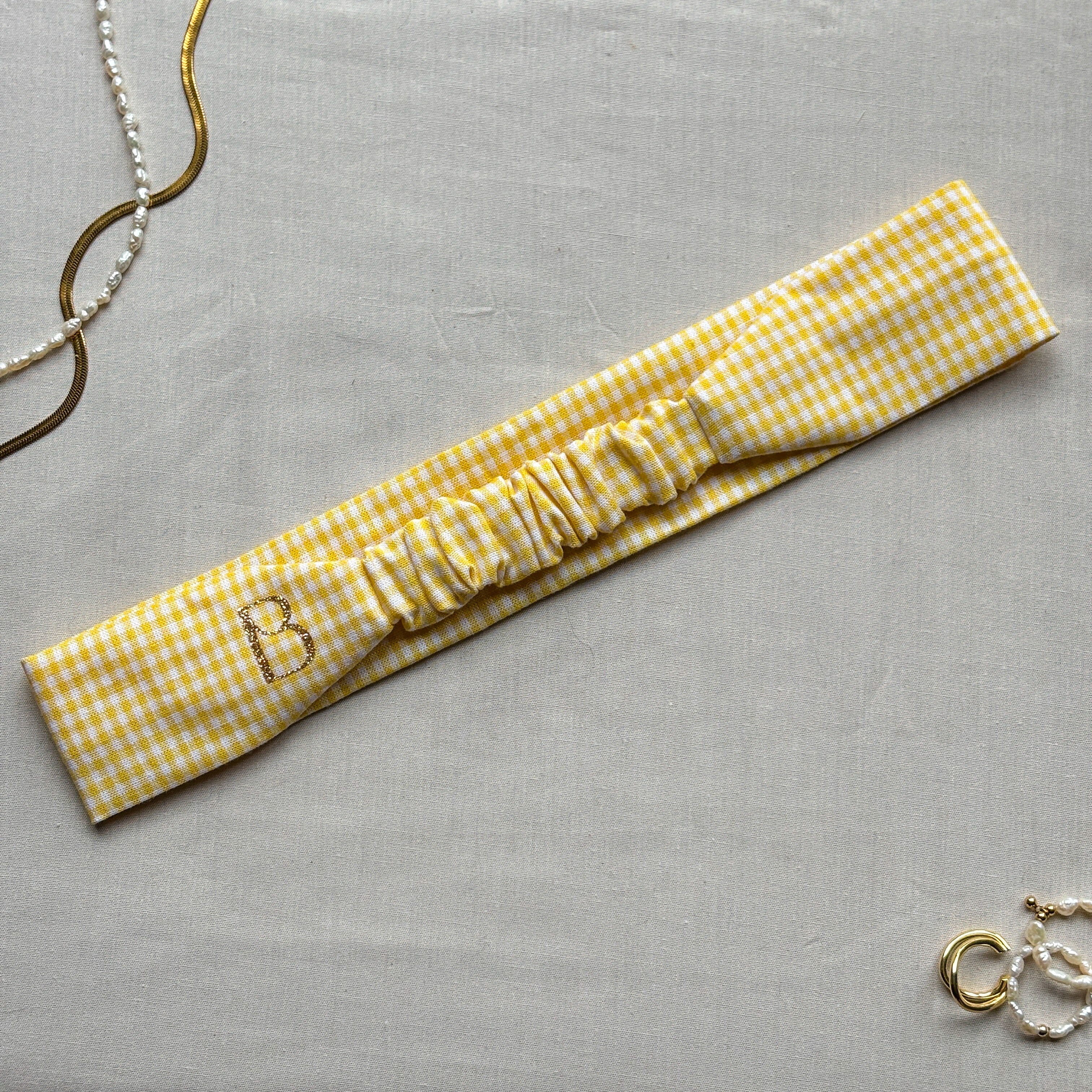 Bandeau Izza - Coton vichy jaune cousu main