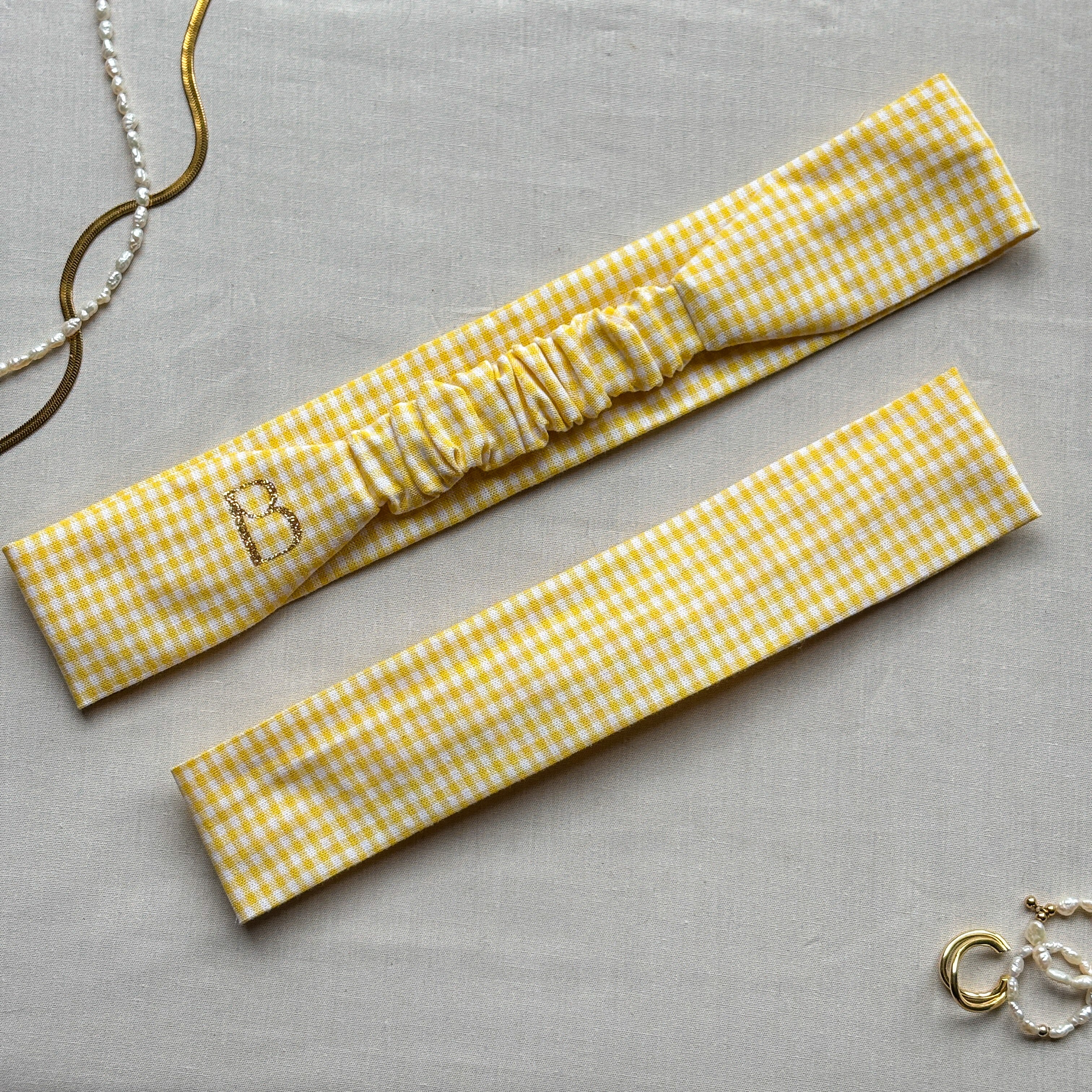 Bandeau Izza - Coton vichy jaune cousu main