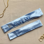 Bandeau Elsa - Satin bleu cousu main